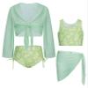 Floral Bathing Suit for Girls Purple Girls Taniki Swim Suits 8-10 with Cover Up Kimono view 1
