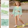 Floral Bathing Suit for Girls Purple Girls Taniki Swim Suits 8-10 with Cover Up Kimono view 4