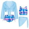 GRACE KARIN Girls Bathing Suits Size 10-12 Bluey Cocobut Long Sleeve Kimono 4 Piece Cover Up Swimwear view 1
