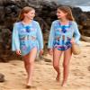 GRACE KARIN Girls Bathing Suits Size 10-12 Bluey Cocobut Long Sleeve Kimono 4 Piece Cover Up Swimwear view 2