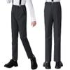 Boys Flat Front Pants Size 18 Adjustable Waist School Uniforms Pants Gray Slim Fit Suits for Boy Formal view 2