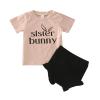 RTGDRK Matching Easter Outfits for Brothe and Sister Baby Boy Girls Short Sleeve Bunny T-Short (Girl, 3-6 Months) view 1