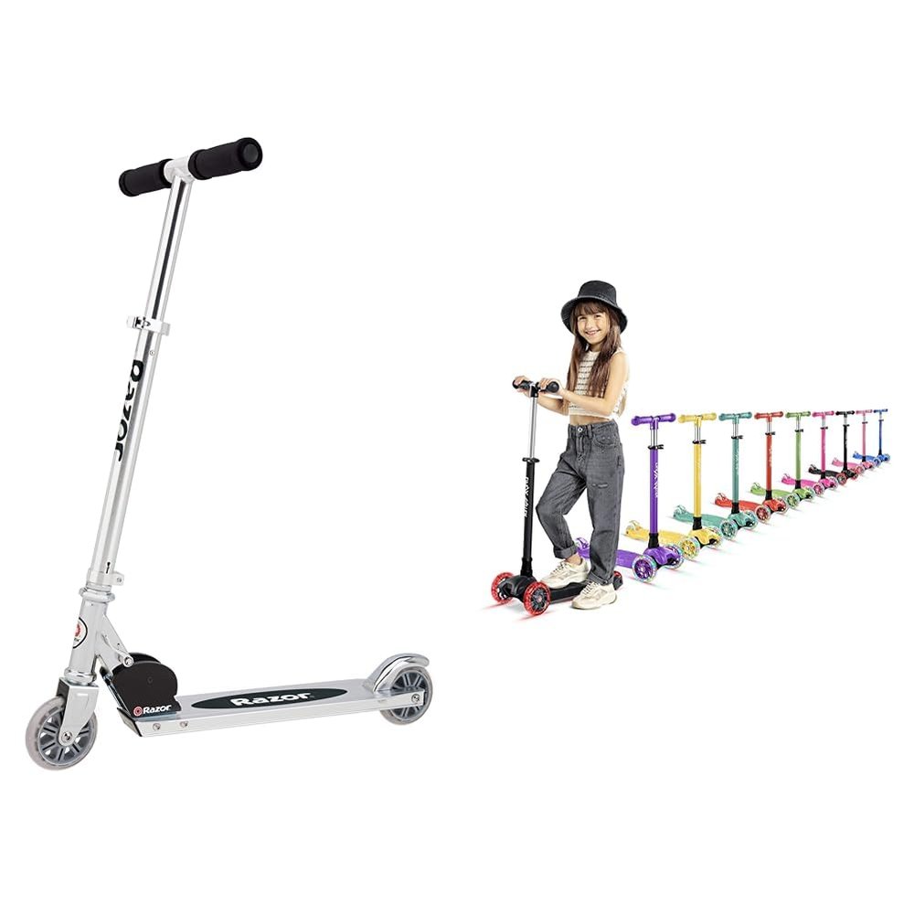 Razor A Kick Scooter for Kids - Lightweight, Foldable, Aluminum Frame, and Adjustable Handlebars & Kids Scooter Children and Toddler 3 Wheel Kick Scooter
