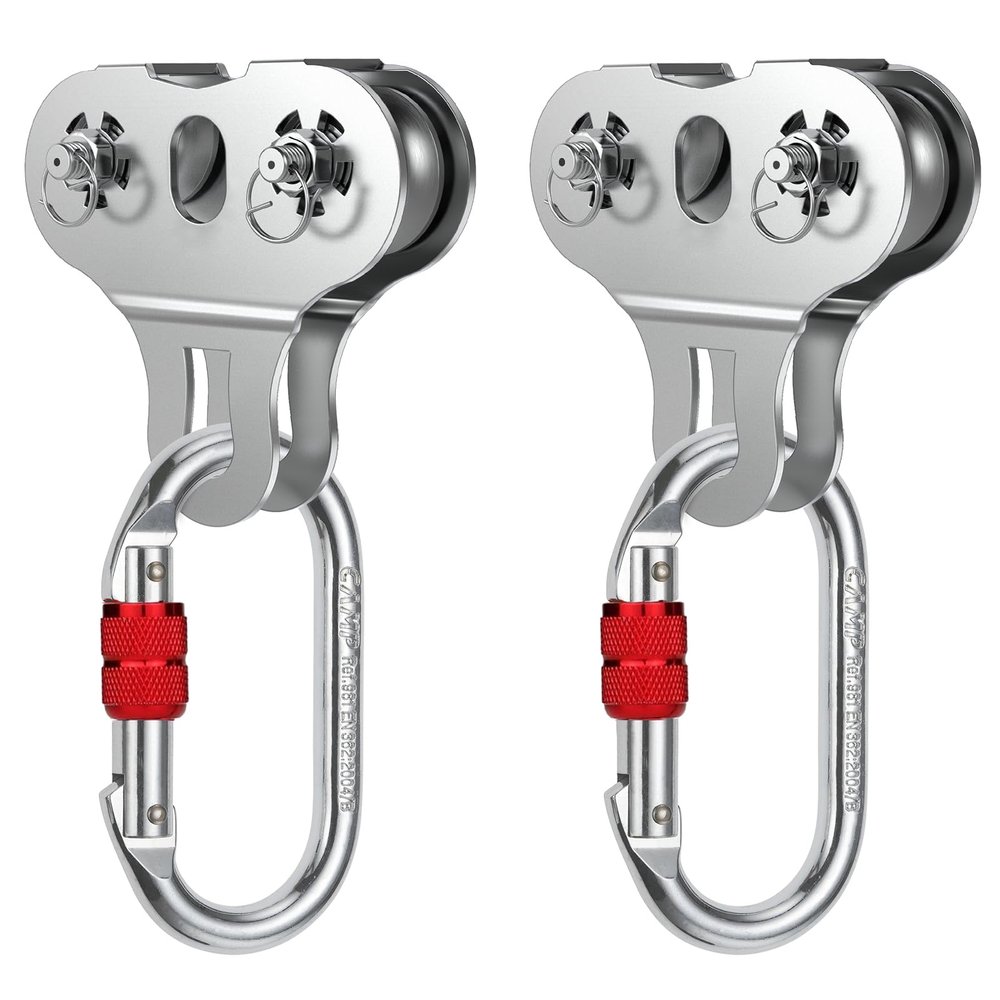 Fologtoo Zipline Pulley, 2PCS Heavy Duty 304 Stainless Steel Zipline Trolley for 1/4" to 3/8" Cable, Tandem Speed Double Pulley for Backyard Zip Line, Rigging and Commercial Purposes(Without Handles)