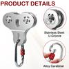 Fologtoo Zipline Pulley, 2PCS Heavy Duty 304 Stainless Steel Zipline Trolley for 1/4" to 3/8" Cable, Tandem Speed Double Pulley for Backyard Zip Line, Rigging and Commercial Purposes(Without Handles) view 4