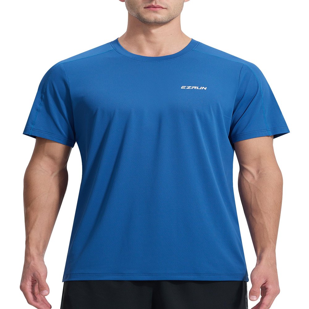 EZRUN Men's Lightweight Short Sleeve T-Shirt Quick Dry Workout Running Athletic Swim Shirts Fishing Rash Guard (Royal Blue,2XL)