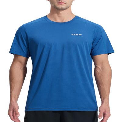 EZRUN Men's Lightweight Short Sleeve T-Shirt Quick Dry Workout Running Athletic Swim Shirts Fishing Rash Guard (Royal Blue,3XL)