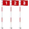 Threehoney Golf Flagstick 6ft, Golf Pin Flag Hole Cup Set Putting Green Flags and Poles Numbered Golf Flags for Driving Range Backyard, Portable 5 Section Design for Golf Practice, Gift Idea(3 Pack) view 1