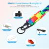 Heavy Duty Neck Lanyard Keychain for Men Women Outdoor Survival, Parachute Rope Necklace Keychains with HK Clip Key Ring (Rainbow) view 3