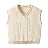 Auro Mesa Boys and Toddlers' Sweater Vest Cotton Knitted Streetwear Preppy Style V Neck Crop Knitwear Tank Top for Kids Beige view 1