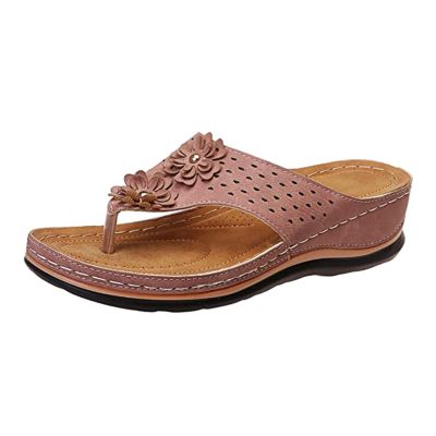 Generic Sandals Women Wedge Gold Women's Comfortable Orthopedic Sandals Dressy Slip On Orthotic Thong Flip Flops Casual Summer Walking Beach Shoes With Arch Support 2024, 8.5, Pink