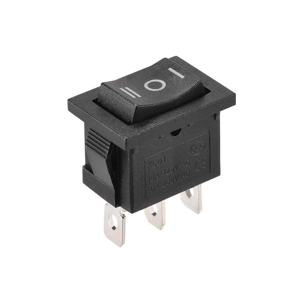 POWTAXBJGD Mini Boat Rocker Switch SPDT Black Marine Boat Toggle Switch On/Off/On AC 250V/6A 125V/10A 1PCS