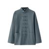 Chinese Style Tai Chi Cotton And Linen Tang Suit for Men Shirt (blue-green, L) view 1