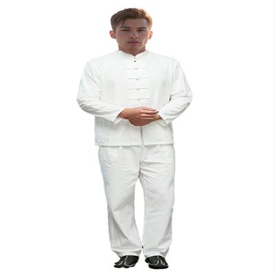 Chinese Style Tai Chi Cotton And Linen Tang Suit for Men Shirt (white, S)