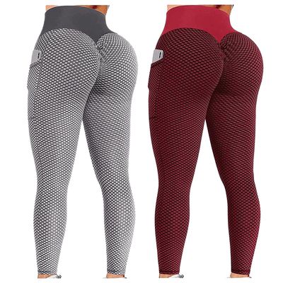 2PCS Yoga Pants Plus Size for Women Tummy Control Women Scrunch Butt Lifting Leggings Seamless High Waisted Workout Yoga Pants Tummy Control Booty Gym Compression Tights