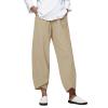 xoxingysm Loose Linen Pants for Women Elastic Waist Wide Leg Lounge Cropped Pants Summer Lightweight Flowy Beach Traveling Capri Pants Solid Boho Palazzo Yoga Pajamas Pants view 1