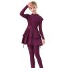 FOUTTUE Muslim Swimsuit Girls 3 Piece Full Cover Hijab Burkini Arabic Swimwear Sunsuit Beachwear Top Pants (Red, 8-9 Years) view 2