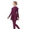 FOUTTUE Muslim Swimsuit Girls 3 Piece Full Cover Hijab Burkini Arabic Swimwear Sunsuit Beachwear Top Pants (Red, 8-9 Years) view 3