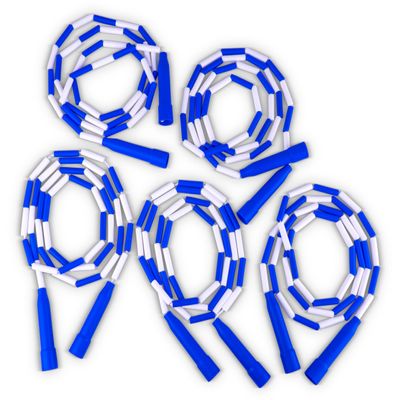 HAEST Beaded Jump Rope 2.10 m | Set of 5 | Team Training Pack | Durable, Versatile for Group Exercises | Ideal for Clubs and Friends, Blue