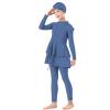 Muslim Swimsuit Girls 3 Piece Full Cover Hijab Burkini Arabic Swimwear Sunsuit Beachwear Top Pants (Blue, 6-7 Years) view 4