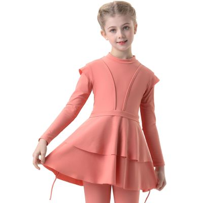 Muslim Swimsuit Girls 3 Piece Full Cover Hijab Burkini Arabic Swimwear Sunsuit Beachwear Top (Watermelon Red, 4-5 Years)