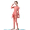 Muslim Swimsuit Girls 3 Piece Full Cover Hijab Burkini Arabic Swimwear Sunsuit Beachwear Top (Watermelon Red, 4-5 Years) view 4