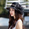 YOLAI Derby Hat for Ladies Girls Sun Protective Organza Fascinator Hats Tea Party Bridal Church Sunday Sun Hat (Black, One Size) view 2