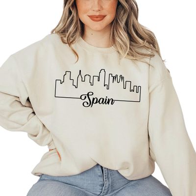 HQR Express Spain Skyline Sweatshirt and Hoodie, S5323 Pink