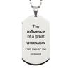 Funny Veterinarian Gifts, The influence of a great Veterinarian, Sarcastic Birthday Christmas Unique Silver Dog Tag For Veterinarian, Coworkers, Men, Women, Friends view 1
