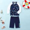Baby Toddler Boys Two Pieces Swimsuit Set Long Sleeve Rash Guard Swimwear & Swim Trunks Set (A, 2-3 Years) view 2