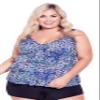 Avenue Women's Plus Size Ruffled Print Tankini Top view 1