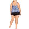 Avenue Women's Plus Size Ruffled Print Tankini Top view 2