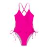 Women Swimsuits One Piece Tummy Contro1 Lace Up Bathing Suit High Lap Sexy Swimming Suit Soild Color Sport Training Jumpsuit Hot Pink view 4