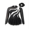 Aislor Girls Mesh Splice Figure Ice Skating Dress Long Sleeve Ballet Dance Gymnastics Leotard Tutu Dress with Hair Band White 10 Years view 1