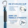 Boat Bungee Dock Lines with Clip 2 Pack Marine Rope Pontoon Boating Kayak Accessories,Blue view 4