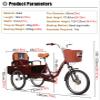 SRNSAEB Adult Tricycle 20 Inch 3 Wheel Bikes, 1 Speed Trike Bike for Adults with Foldable Passenger Seat, Seniors Women Men Cruiser Bike for Shopping Picnic Outdoor Sports view 2