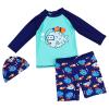 Baby Toddler Boys Two Pieces Swimsuit Set Long Sleeve Rash Guard Swimwear & Swim Trunks Set with Hat (Blue, 2-3 Years) view 1