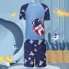 NineFit Basics Toddler/Baby Boys Swimsuit Bathing Suits Set 2-Piece Short Sleeve Rash Guard Swimwear & Swim Trunks (Blue, 4-5 Years) view 2