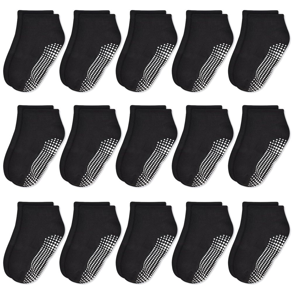 ELUTONG Non Slip Toddler Socks,Boy Socks with Grips 15 Pairs Anti Skid Kids Low Cut Socks for Baby Infant(6-12Months)