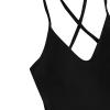 Women Swimsuits One Piece Tummy Contro1 Lace Up Bathing Suit High Lap Sexy Swimming Suit Soild Color Sport Training Jumpsuit Black view 3