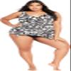 Avenue Women's Plus Size Sharkbite Print Tankini Top, 32 view 1