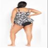Avenue Women's Plus Size Sharkbite Print Tankini Top, 32 view 3