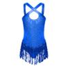 Linjinx Kids Girls Sequin Fringe Latin Dance Dress Ballet Jazz Tango Salsa Samba Rumba Dance Performance Costume Dancewear Blue B 12 Years view 1