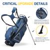 UNIHIMAL 14-Way Golf Stand Bag, Full Length Premium PU Leather Golf Bag with Plush Top, Magnetic Pocket, Dual Strap and Rain Cover for Men view 3