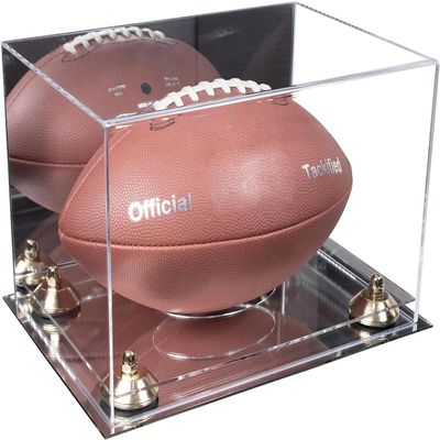 Football Display Case, Durable Clear Display Case with Mirror Base , Wall Mounted Case for Full Size Footballs, Sports Memorabilia, Collectibles, Keepsakes, Autographed Balls Items (A004/V41)