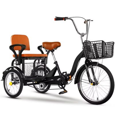 Folding Adult Tricycle,16inch Tandem Tricycle with Rear seat for Elderly,3 Wheels Cruiser Trike Bike with Sensitive Brakes,Saddle and Handlebar Height Adjustable,Cargo and Manned Trike