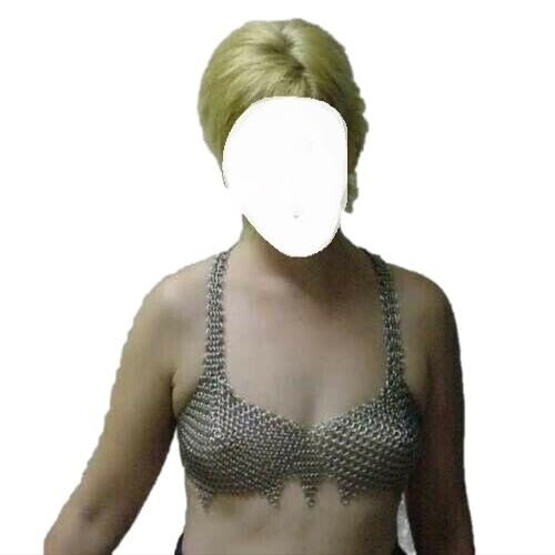 Mdhel Cosplay bra Fantasy bra Metal effect bra Festival bra Costume bra chainmaille bra chainmaille bra warrior bra gothic bra aluminum bra silver bra statement bra chainmail butted bra