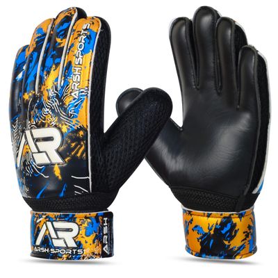 Arsh Sports Soccer Goalie Gloves, Football Goalkeeper Gloves for Kids Youth & Adult Strong Grip Finger Save 4mm Latex Finger Spine Protection (Gold-Black, Size 5 Suitable for 9-12 Years)