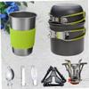 VANZACK Portable Camping Cookware Set Lightweight Outdoor Pot and Cutlery Kit for Hiking Backpacking and Picnics Green Handle for view 4