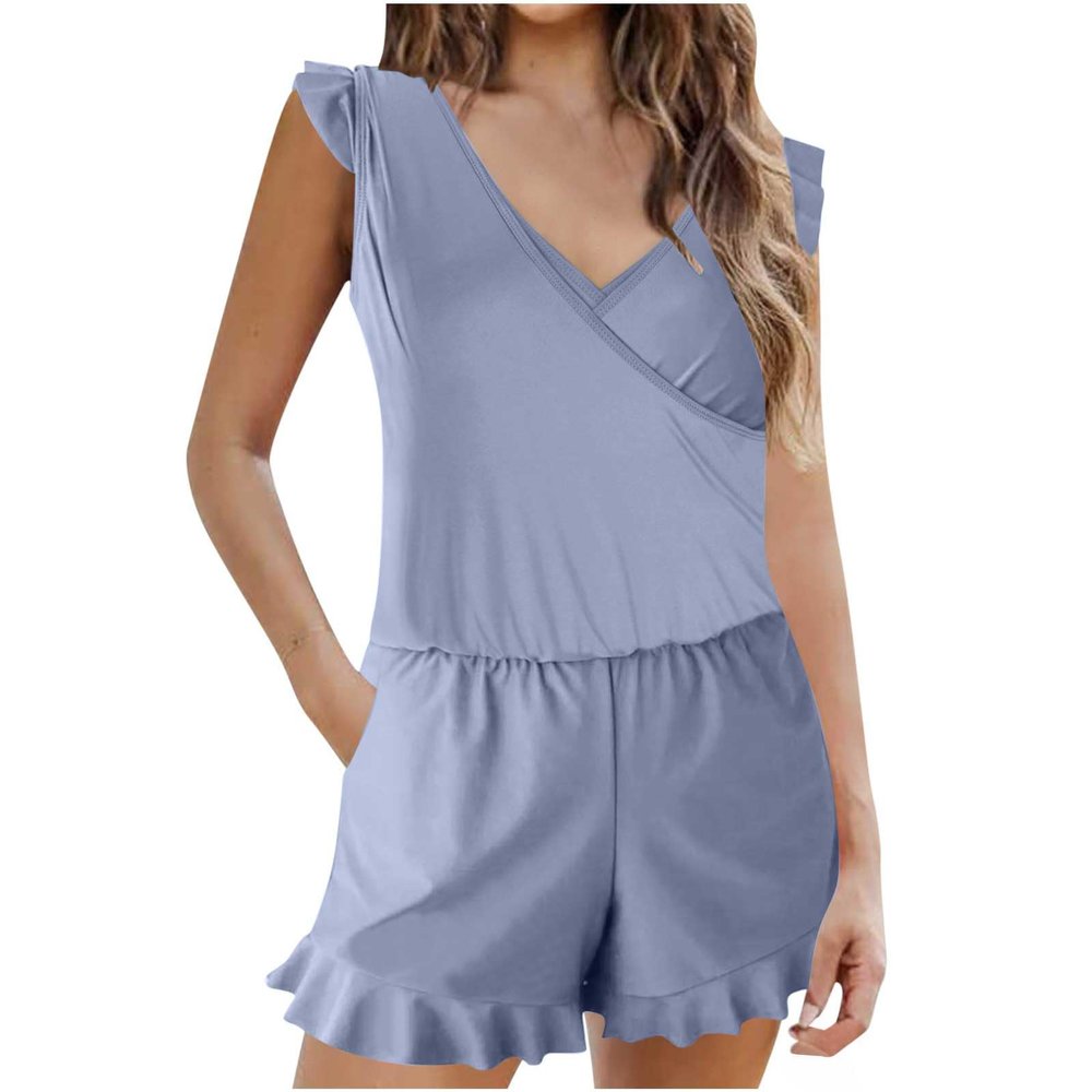 asntrgd Women's One-Piece Swimsuits Cute Ruffle Hem Sleeveless Loose Fit Bathing Suit Summer Training Sport Romper Gray